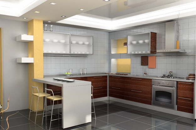 Современный дизайн кухни студии с вариантами 4